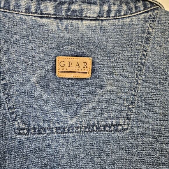 VTG 90s Coat Jacket Large Denim Oversized Puff Paint Embellished Southwestern - Picture 13 of 15